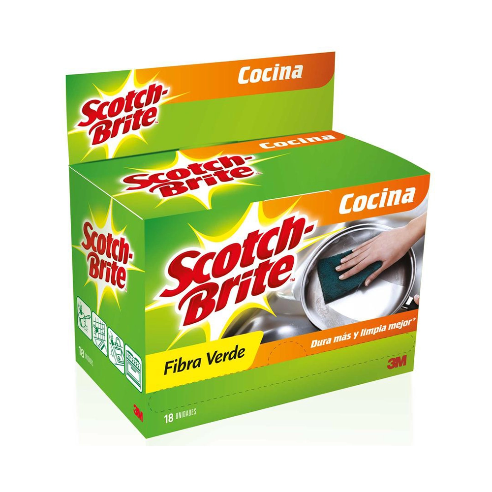 Esponja Scotch Brite Fibra Verde 18 Und